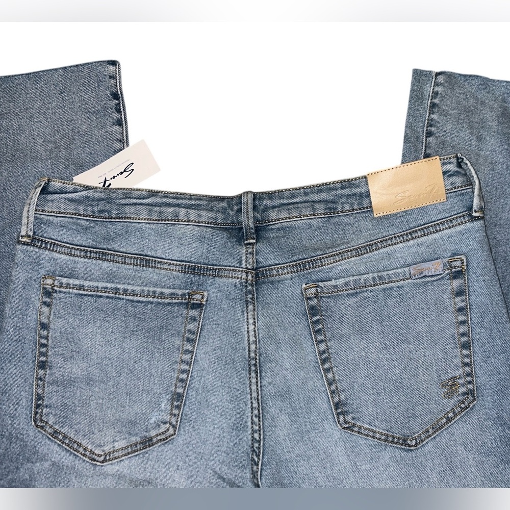 Seven7 Slim Flare Distressed Jeans Women’s Size 12 Boho Revival - Picture 5 of 6